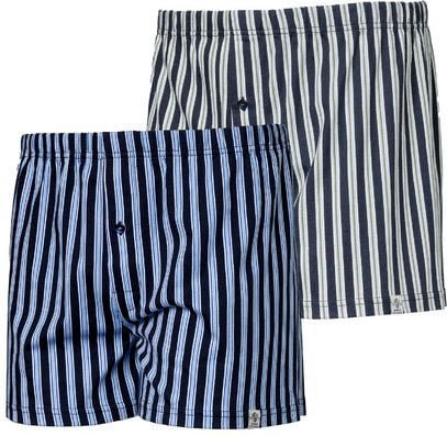 Haasis Bodywear Herren Jersey Boxer Streifen, mit Knopfleiste, 2er Pack, Single-Jersey