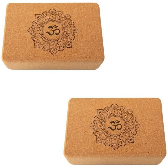 Divasya 2er-Set Yogablöcke aus Kork | mittlere Größe | abgerundete Ecken