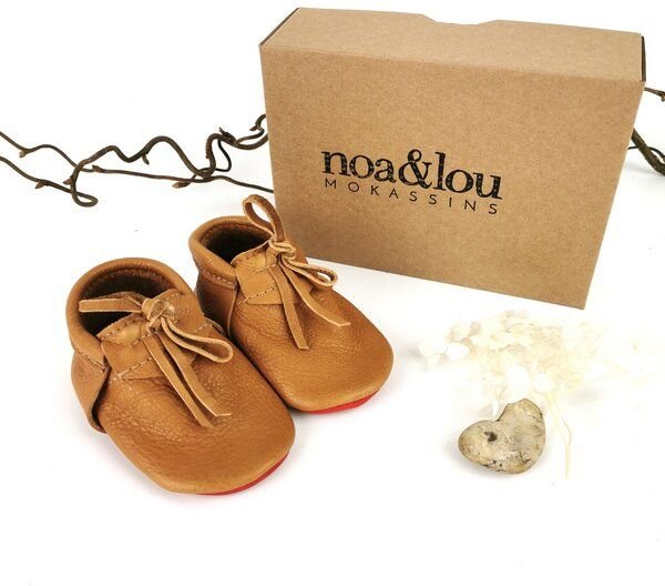 noa&lou Mokassins Krabbelschuhe / Lederpuschen mit dem Namen deines Kindes personalisiert
