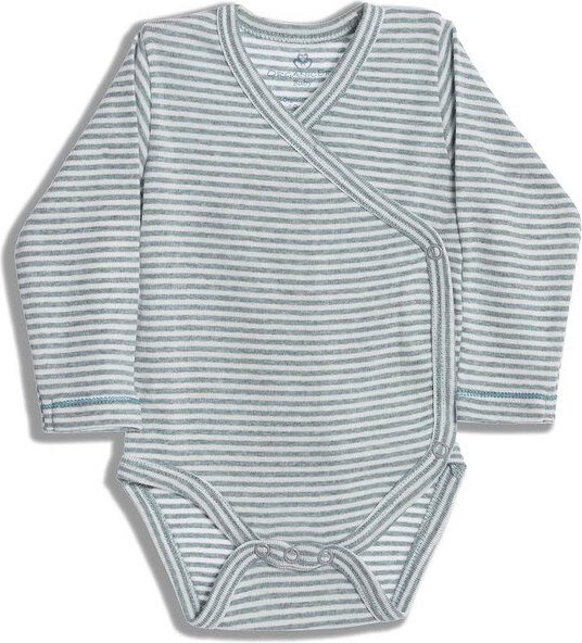 Baby Langarm Kimono Bodysuit, gestreift 'OrganicEra' aus Bio Baumwolle