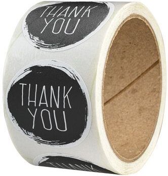 Fines Papeterie 50 Sticker * Thank you * verschiedene Motive * 4cm rund * auf Rolle * Naturpapier