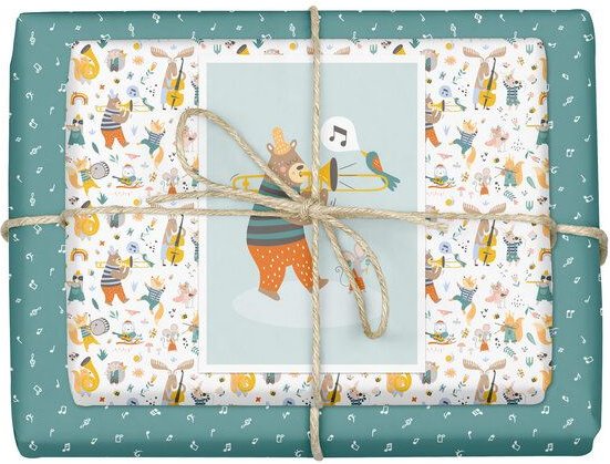 dabelino Kinder Geschenkpapier-Set (4x Bögen + Karte od. Anhänger)