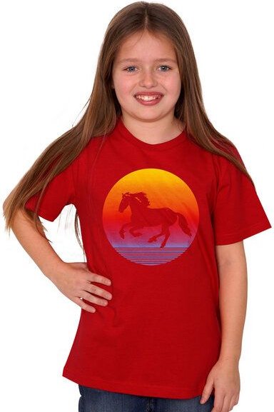 HANDGEDRUCKT "Sunsethorse" Unisex Kinder-T-Shirt