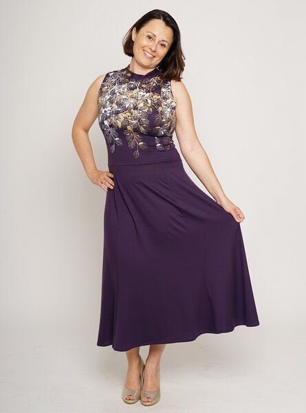 Peaces.bio - handbedruckte Biomode Sommerfestkleid Buchenzauber in Violett