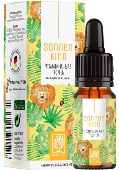 Vitamin D3 + K2 für Kinder 300 vegane Tropfen Sonnenkind Naturtreu®