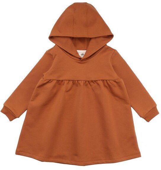 Baby Kapuzenkleid GOTS zertifiziert – Braun, Langarm, weich & bequem | von Walkiddy