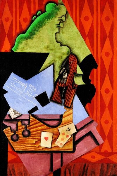 Photocircle Poster / Leinwandbild - Violin and Playing Cards on the Table by Juan Gris