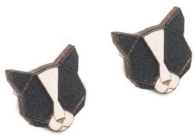BeWooden Ohrstecker mit Holzdetails | Motiv Schwarze Katze | Ohrringe "Black Cat Earrings"