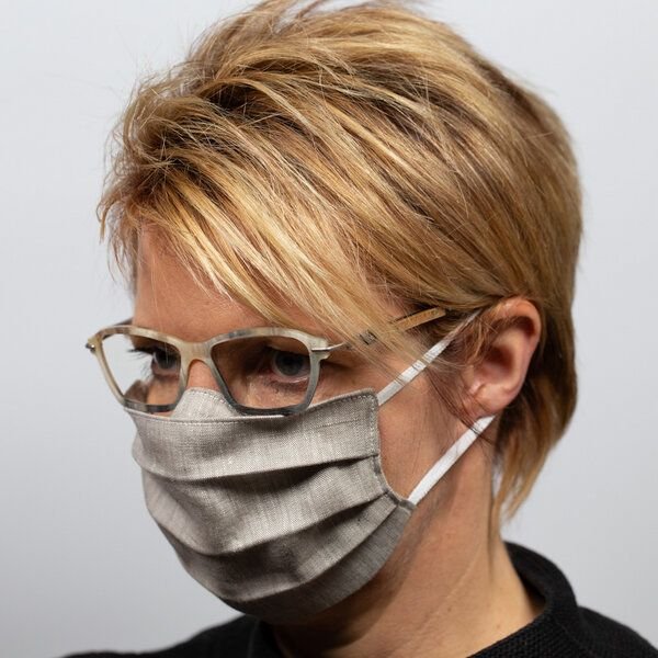 nahtur-design Mund-Nasen-Maske für Brillenträger aus Bioleinen
