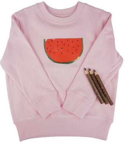 Meladi Kinder Sweater aus Biobaumwolle - Melone auf Light Pink