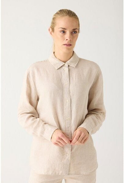 KnowledgeCotton Apparel Lockeres Leinenhemd mit langen Ärmeln - Bio-Leinen GOTS/Vegan