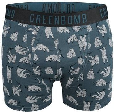 GREENBOMB Animal Sloth Hang 3 - Bequeme Trunk aus Bio-Baumwoll Mix / hochwertiger Print / GOTS / Fair & Vegan