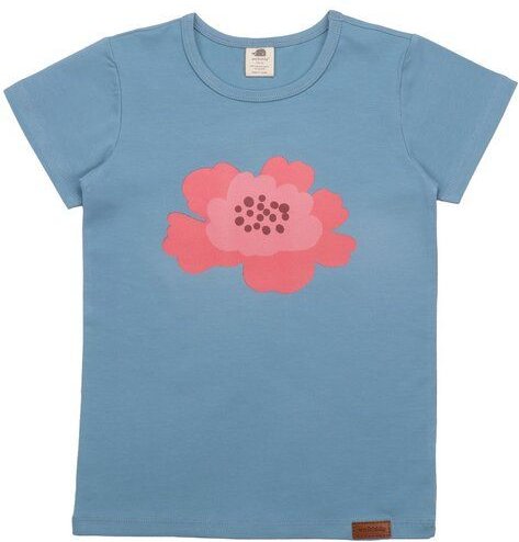 Kinder T-Shirt GOTS-zertifiziert aus Bio-Baumwolle hellblau mit Blumenmotiv – Walkiddy