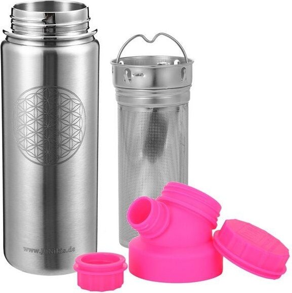 JN JuNiki's JuNiki's "Blume des Lebens" Edelstahl Trinkflasche 550ml + Teefilter