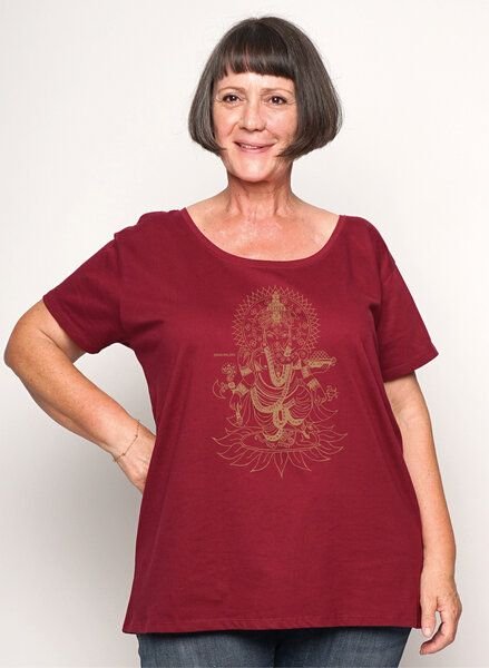 Peaces.bio - handbedruckte Biomode Loosefit Shirt Ganesha Damen
