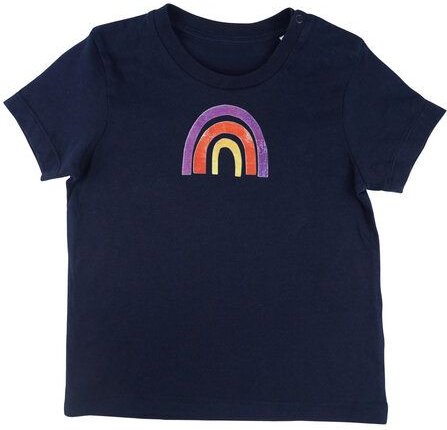 Meladi Kinder Baby-Shirt aus Biobaumwolle - Regenbogen auf Navy Blau