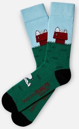 BeSocks Bio-Tennissocken - Snoopy auf dem Haus, Farbe grün blau