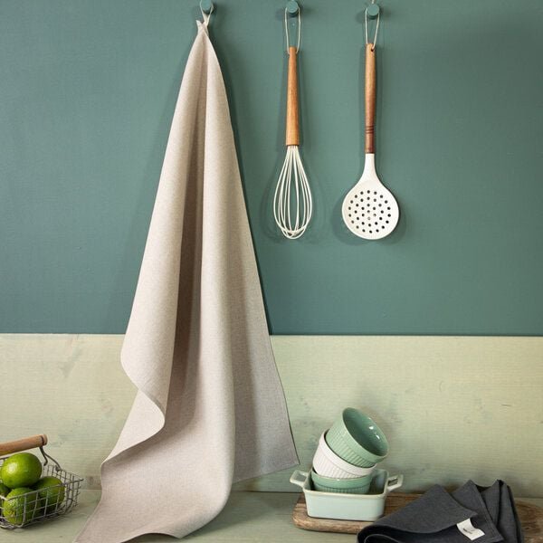 nahtur-design Bio Leinen-Geschirrtuch 50 x 70 cm | natur und weiß