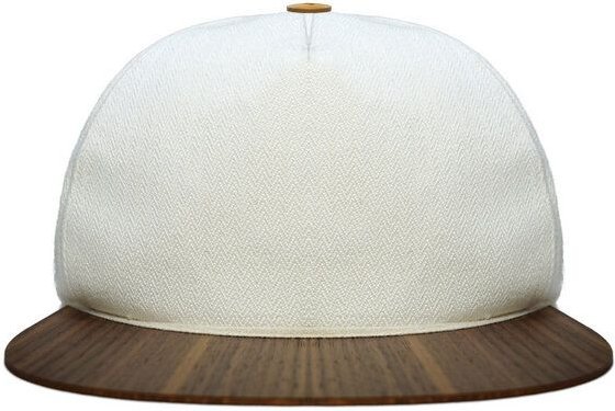 Lou-i Baseball Cap weiß mit edlem Holzschirm -Cap & Stoff Made in Germany