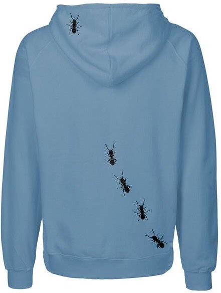 HANDGEDRUCKT "Ameisen" Männer Zip-HOODY aus reiner Biobaumwolle (kbA)