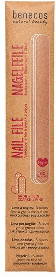 benecos - plastikfreie Nagelfeilen 3-er Set - Sandpapier & Birkenholz