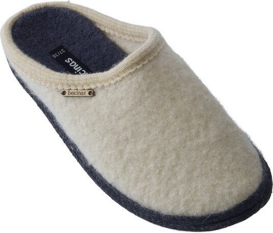 Bacinas Hausschuh Pantoffeln mit schwarzer Sohle aus 100% Wolle