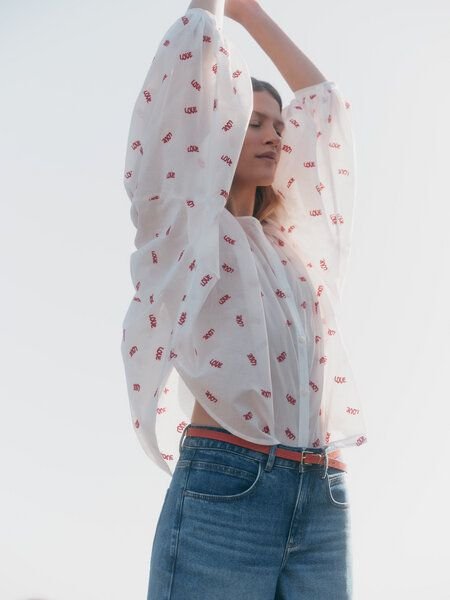 LANIUS Blusenshirt mit Kräuseln