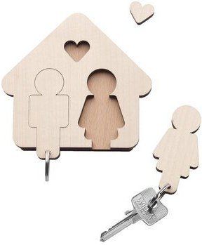 designimdorf Design Schlüsselbrett mit Schlüsselanhänger - HOME SWEET HOME