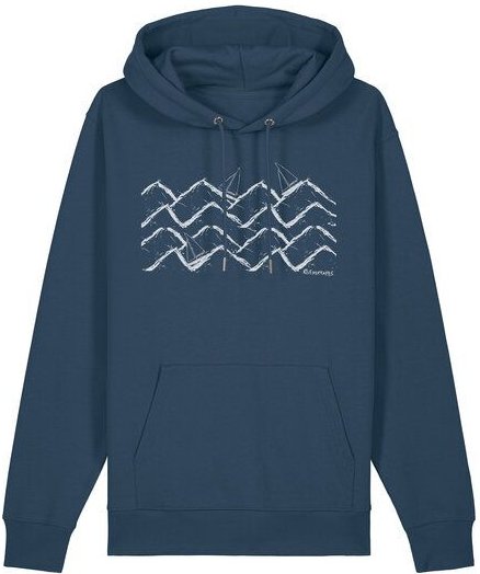 ilovemixtapes Nachhaltiger Bio Hoodie „Boats & Waves“ – Fairer Unisex Kapuzenpullover aus Bio-Baumwolle