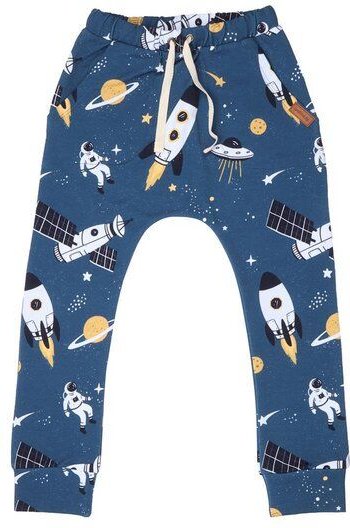 Kinder Jogginghose GOTS zertifiziert – Dunkelblau mit Muster, Bund mit Kordel, weich & bequem | von Walkiddy