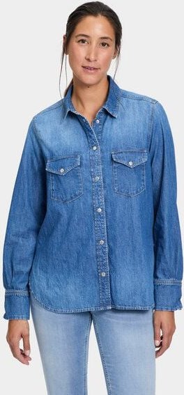 FUTURE:PEOPLE. 20:01 DENIM BLUSE aus leichtem Bio-Baumwoll- Denim für den legeren Look (32001 0 1002)