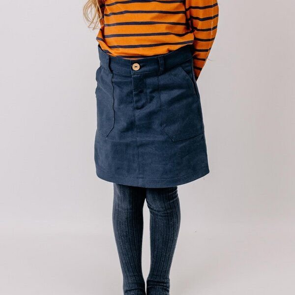 Kinder Rock – Dunkelblau, schlicht & kombinierbar, bequem, elastischer Bund, alltagstauglich | Walkiddy