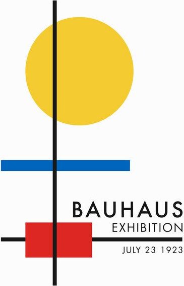 Photocircle Poster / Leinwandbild - Bauhaus Ausstellungsposter (weiß, gelb, blau, rot)