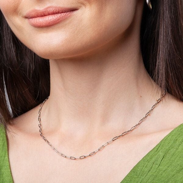 ALEXASCHA Dünne Gliederkette mit ovalen Gliedern | silber, gold, roségold | 18k Vergoldung