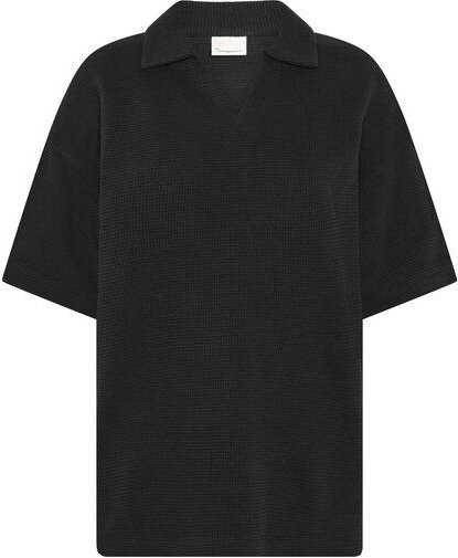 KnowledgeCotton Apparel Poloshirt mit Waffle-Struktur und Split-Kragen aus Bio-Baumwolle