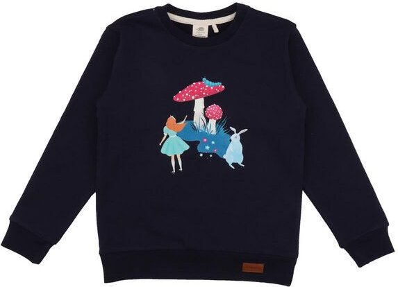 Baby Sweatshirt GOTS zertifiziert, Bio-Baumwolle, dunkelblau, „Wonderland“, Frontmotiv, weich & bequem – Walkiddy