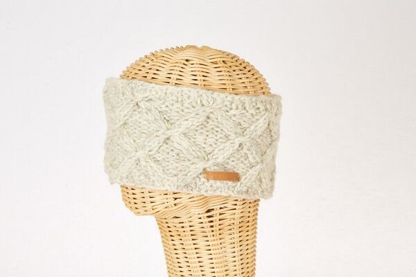 short'n'pietz Schurwollstirnband mit Zopfrautenmuster, handgestrickt