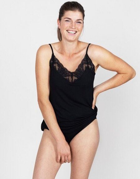 erlich textil Leonie Top mit Spitze aus weichem Modal, made in Europe