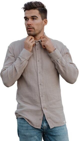 Hutch&Putch Langarm Musselin Herrenhemd - Business Casual Freizeit - aus 100% Bio-Baumwolle