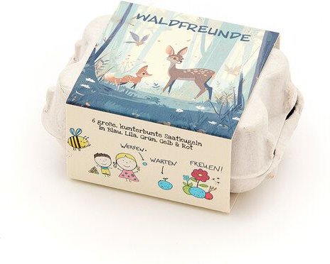 Die Stadtgärtner 6 bunte Blumenmurmeln im Eierkarton - Waldfreunde I Waldgeburtstag I Geschenk Kinder
