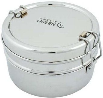 A Slice of Green Edelstahl Lunchbox Doppeldecker Rund