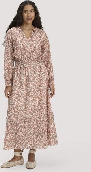 hessnatur Gewebe Kleid mit Taillierung Maxi aus reiner Bio-Baumwolle