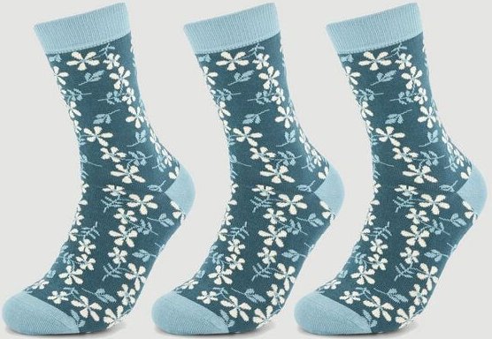 Veraluna Sustainable Clothing Unisex Socken 3er Pack "New Flowers Blue" aus Bio-Baumwolle