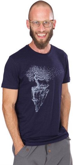 Ecovero Shirt von Life-Tree für Herren "Maple Island" in Navy Blue/Fern Green