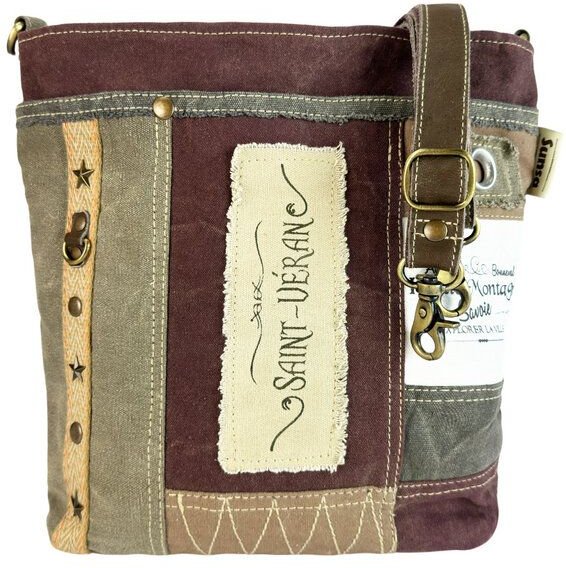 Sunsa Vintage Umhängetasche. Patchwork Canvas Crossover Tasche