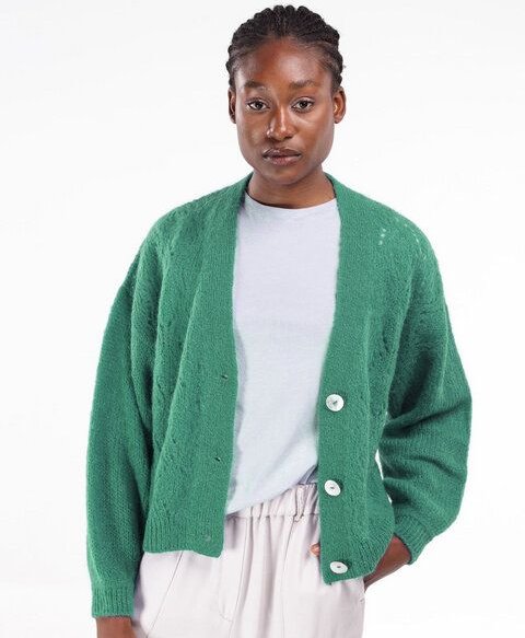 Alma & Lovis Sommer-Strickjacke aus Alpaka mit Ajourmuster | Ajour Grandpa