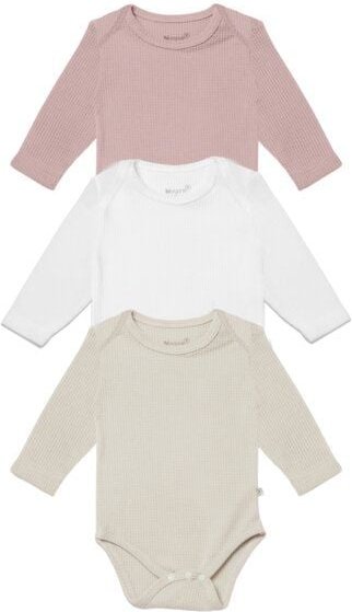 Biorganic Langarmbody Waffle (3er Pack) Mehrfarbig Unisex, GOTS-zertifiziert