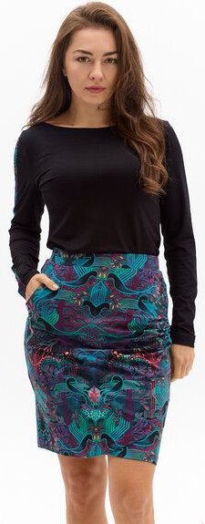 Rock Panama – Eng anliegender – In Knielänge – Wickelschnitt – Praktische Tasche – Farbenfroher einzigartiger Print von ...