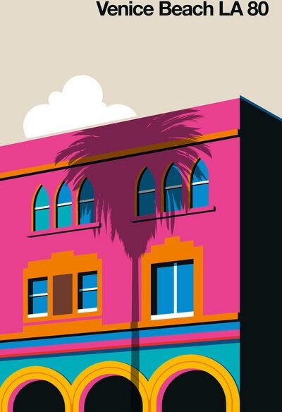 Photocircle Poster / Leinwandbild - Venice Beach LA 80