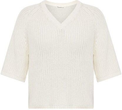 KnowledgeCotton Apparel Leichter Kurzarm Pullover mit V-Ausschnitt aus Bio-Baumwolle